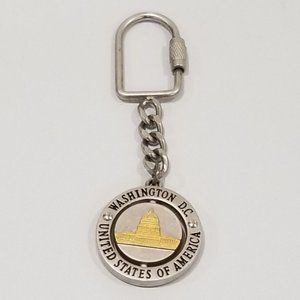 Washington DC Gift Shop - Souvenir Swivel Keychain - Capital Building SilverGold
